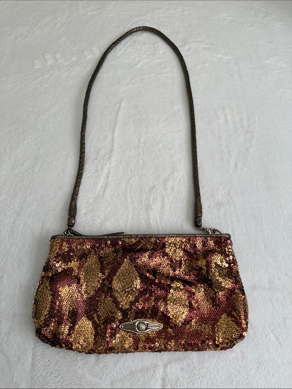 Elliott Lucca Gold & Brown Sequin Shoulder Bag
